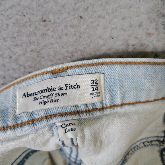 Abercrombie & Fitch The Cutoff Short Women's 32/14 Blue curve Love High-Rise NWT - Picture 5 of 13